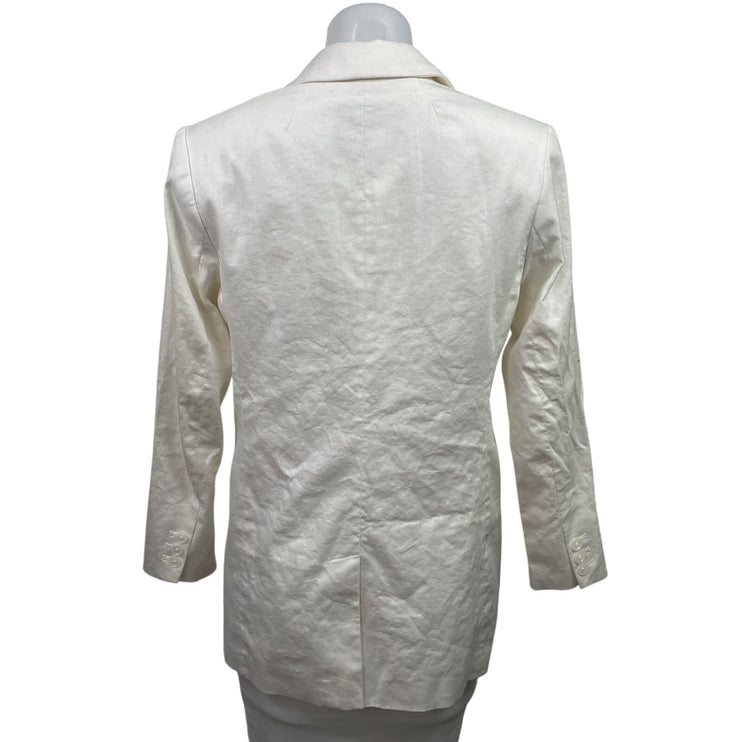 NEW Banana Republic Women's White Linen Notch Lapel Blazer Coat Jacket Size 6P