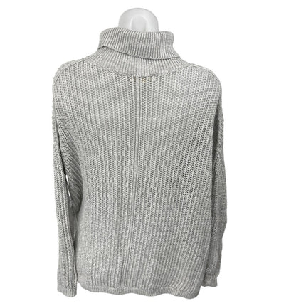 Rag Poets Gray Ribbed Knit Foldover Turtleneck Dolman Pullover Sweater Top Sz S