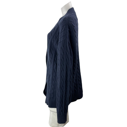 Aritzia Sunday Best Navy Blue Wool Cable Knit Button Up Cardigan Sweater Top M