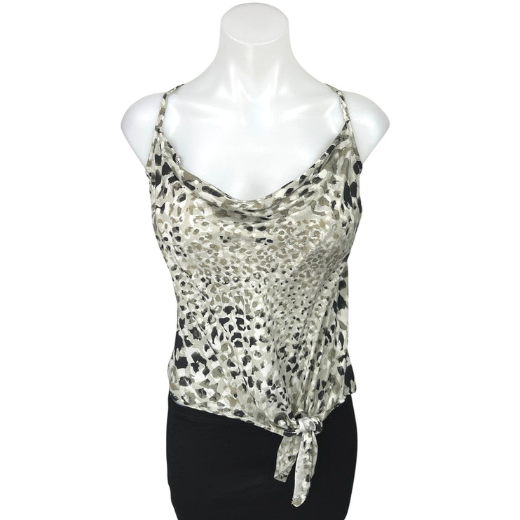 NEW Bella Dahl Green Animal Print Sleeveless Cowl Neck Cami Camisole Tank Top L