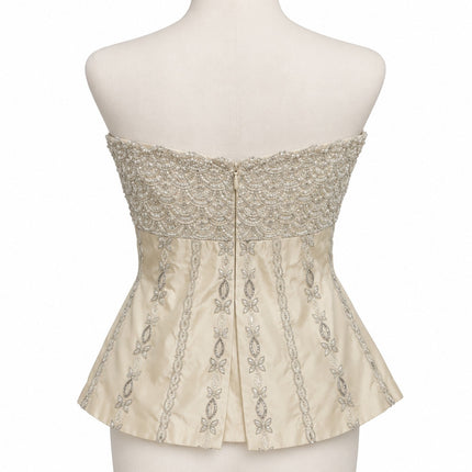 Mehak Sharma Women's White Sleeveless Strapless Beaded Corset Bustier Top XS/S