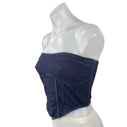 Out From Under Done Up In Denim Sleeveless Tube Bandeau Bustier Corset Top Sz M