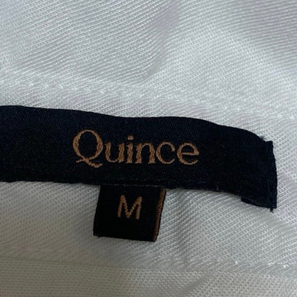 Quince Women's White Short Sleeve Collared Button Down Blouse Shirt Top Size M