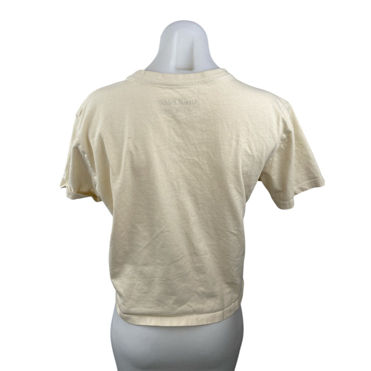 Life is Good Women's Yellow Horseback Riding Short Sleeve Boxy T Shirt Tee Top S