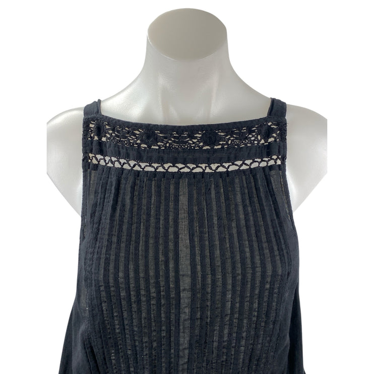 Free People Constant Crush Crochet Pintucked Sleeveless Button Cami Tank Top L