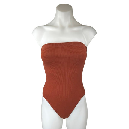Urban Outfitters Brown Knit Strapless Sleeveless Tube Bandeau Bodysuit Top Sz S
