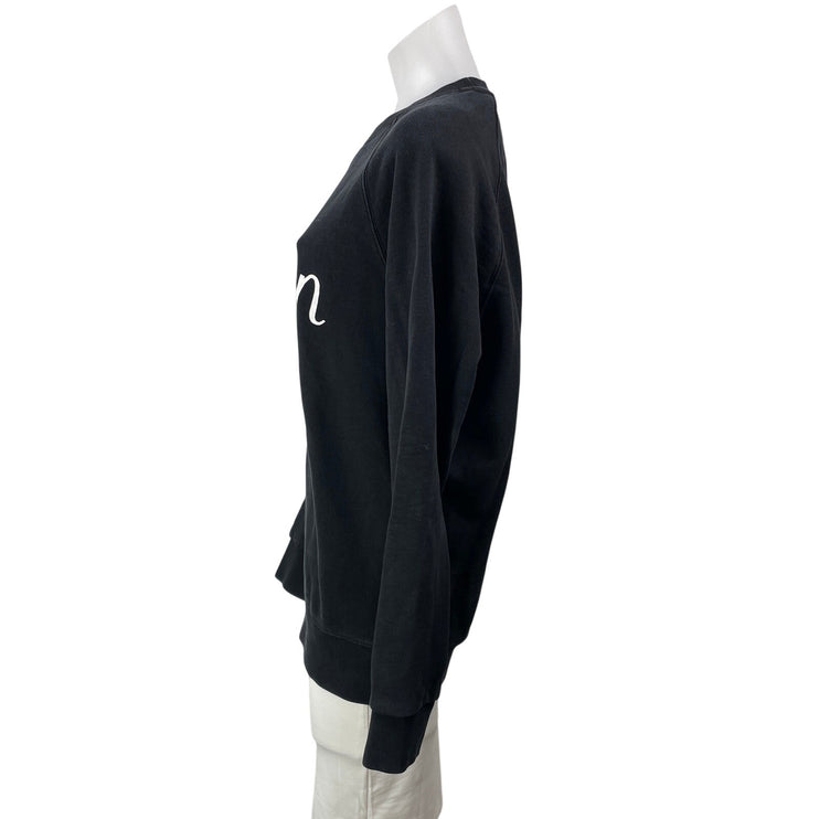 Maison Katsune Women's Black Parisien Long Sleeve Crewneck Pullover Sweatshirt M