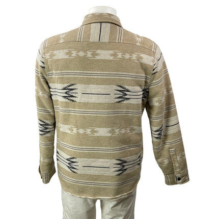 Todd Snyder Men's Beige Printed Long Sleeve Sherpa Snap Shirt Jacket Shacket M