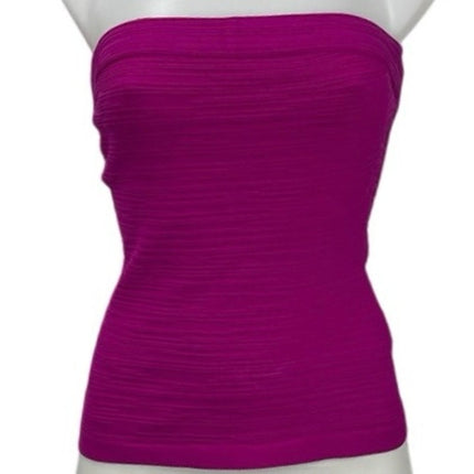COS Purple Textured Gathered Strapless Bandeau Tube Stretch Blouse Top Size S