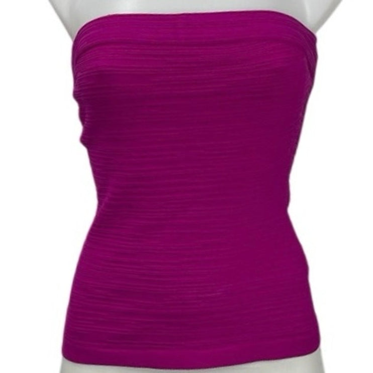 COS Purple Textured Gathered Strapless Bandeau Tube Stretch Blouse Top Size S