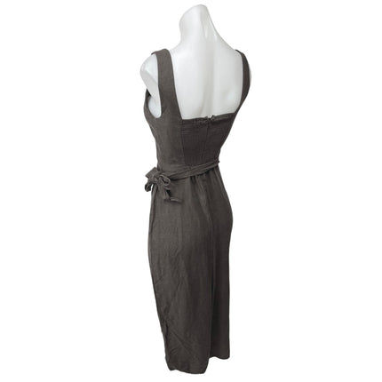 Aritzia Wilfred Gray Sleeveless Tulip Hem Square Neck Wrap Midi Sheath Dress 0