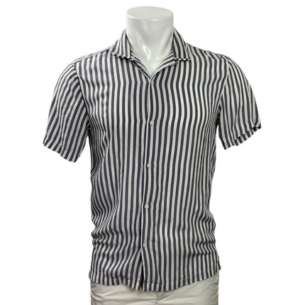 Denim & Flower Ricky Singh Men's Gray Striped Short Sleeve Button Down Shirt S