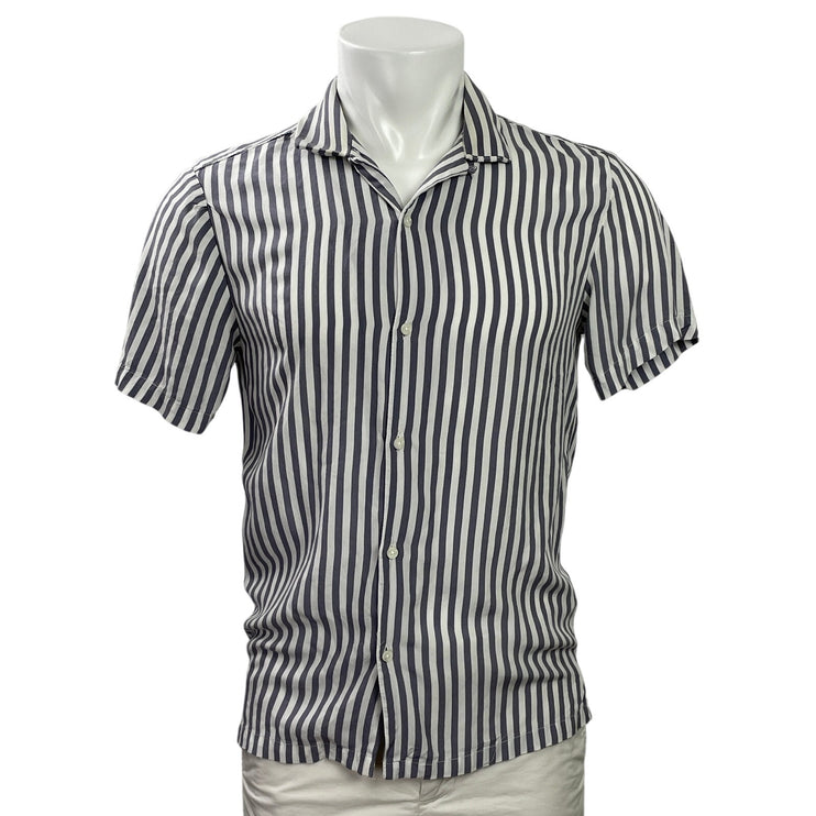 Denim & Flower Ricky Singh Men's Gray Striped Short Sleeve Button Down Shirt S
