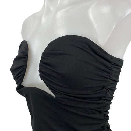 Pixie Market Dominique Black Wire Bustier Strapless Ruched Blouse Top Size S