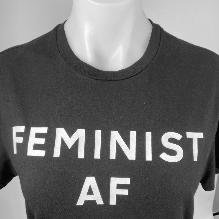 Jonathan Simkhai Black Feminist AF Short Sleeve Crew Neck T-Shirt Top Size XS