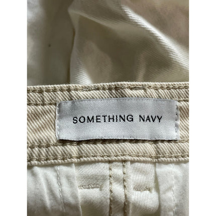 Something Navy Women's Beige White Colorblock Wide Leg Trousers Pants Size S