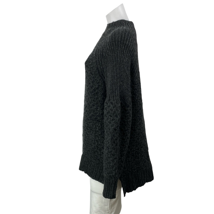 Anthropologie Women's Black Mock Neck Long Sleeve Knit Relaxed Sweater Top M