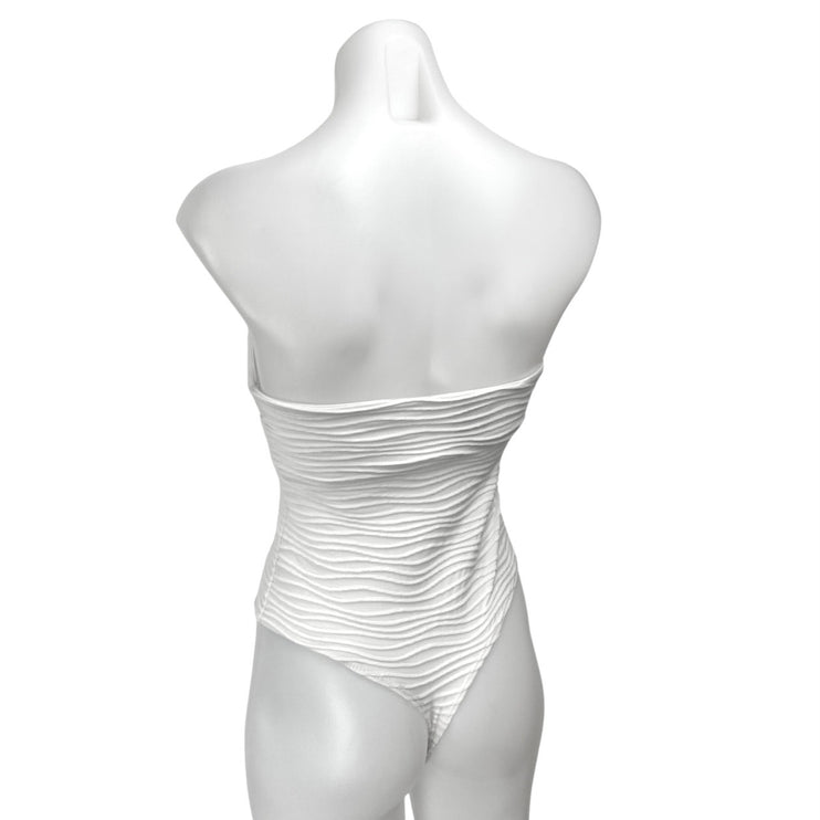 Princess Polly White Textured Strapless Sleeveless Bandeau Bodysuit Tube Top 2