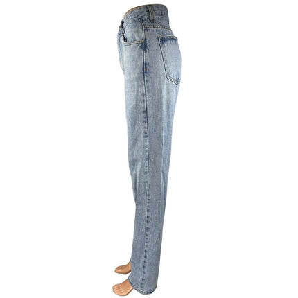 Nasty Gal Women's Blue Light Wash High Waisted Straight Leg Denim Jeans Size 4
