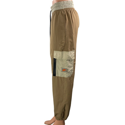Nike Women's Tan Beige High Rise Drawstring Woven Cargo Jogger Sweat Pants S