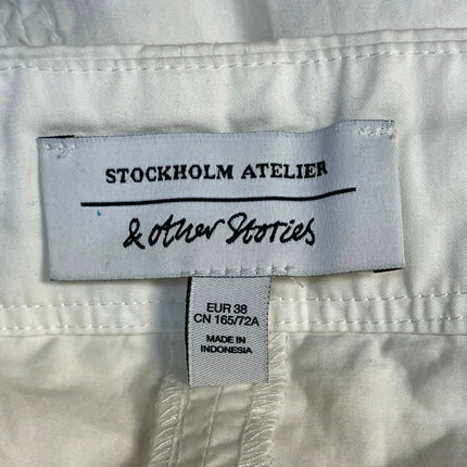 & Other Stories Women's White Tie Hem Pocket Mid Waist Pencil Mini Skirt Size M