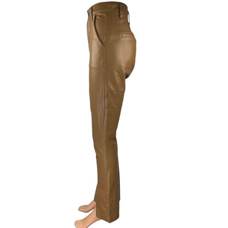 Abercrombie & Fitch Brown Faux Leather Skinny High Rise Split Hem Pants Size 25