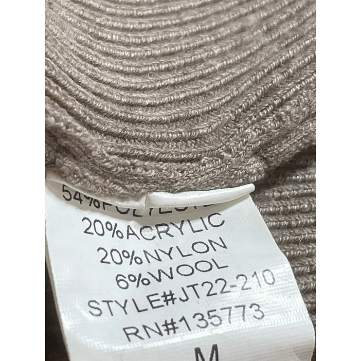 Olivaceous Women's Beige Wool Ribbed Square Neck Long Sleeve Crop Sweater Top M