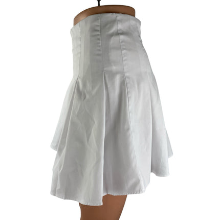 M.N.I Los Angeles White Pleated High Rise Mini Athletic Tennis Flare Skirt Sz S