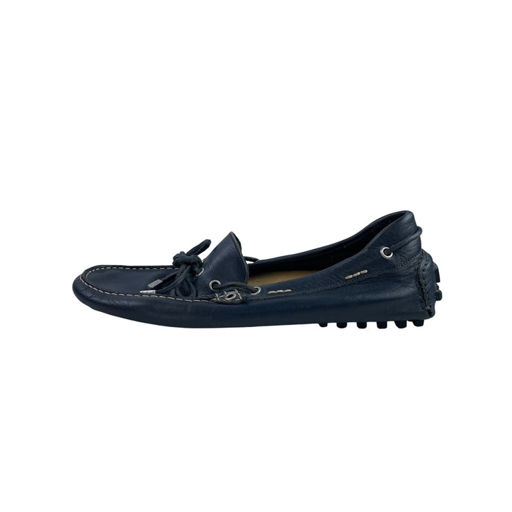 Vilebrequin Men's Navy Blue Leather Tie Slip On Casual Loafer Shoes Size 9