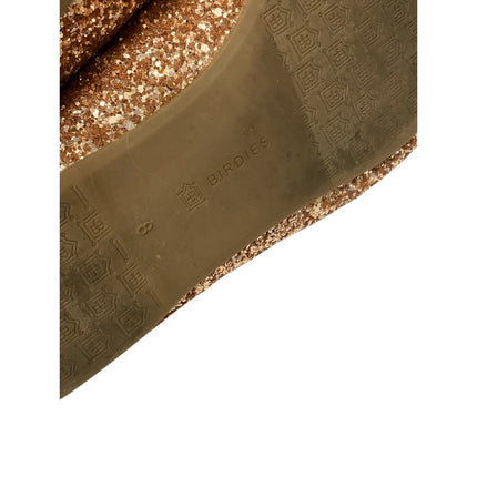 Birdies Starling Women's Gold Round Toe Glitter Loafer Slip On Ballet Shoes Sz 8