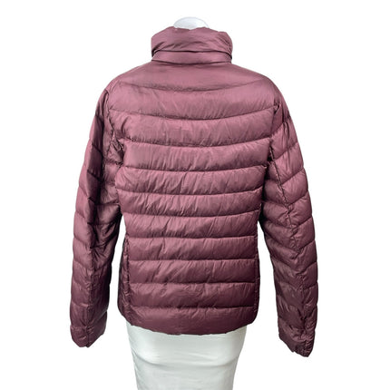 Uniqlo Burgundy Long Sleeves Quilted Ultra Light Down Puffer Coat Jacket Size L