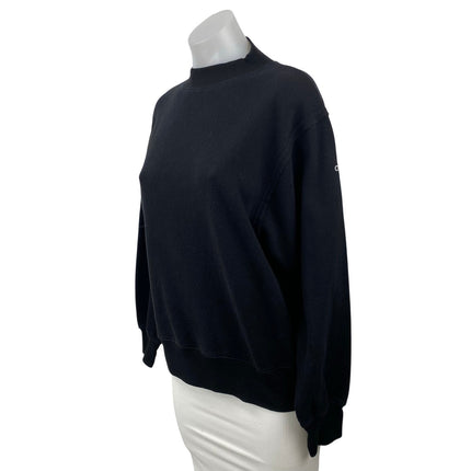 Alo Yoga Hazy Black Fleece Mock Neck Long Sleeve Sweater Sweatshirt Top Size XS