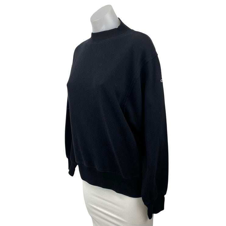 Alo Yoga Hazy Black Fleece Mock Neck Long Sleeve Sweater Sweatshirt Top Size XS