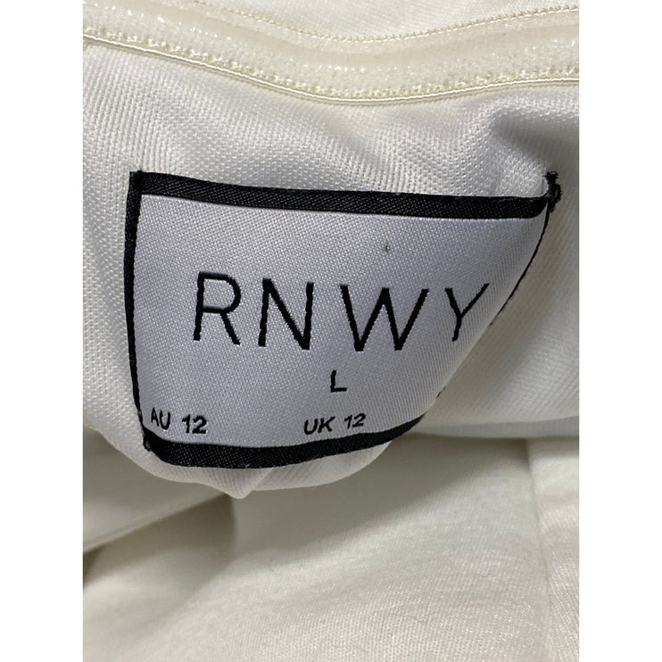 RNWY Women's White Strapless Tube Bandeau Fitted Bustier Mini Bodycon Dress Sz L