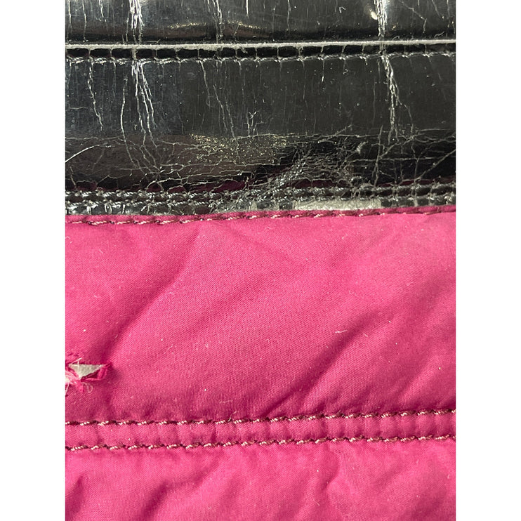 Burberry Pink Black Quilted Slip On Round Toe Knee High Snow Rain Boots Size 7.5