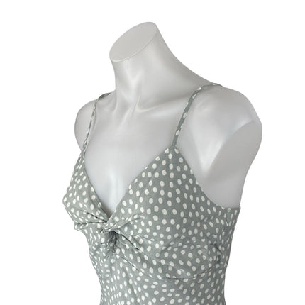 NEW Abercrombie & Fitch Gray Polka Dots Sleeveless Twist Front Cami Slip Dress S