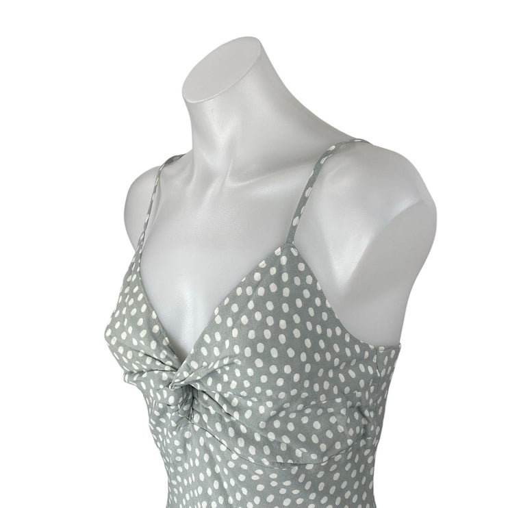 NEW Abercrombie & Fitch Gray Polka Dots Sleeveless Twist Front Cami Slip Dress S