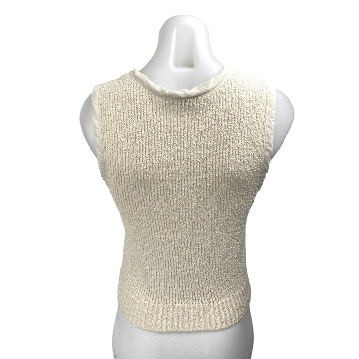 MNG Mango Women's Cream Sleeveless Knit Crew Neck Sweater Tank Top Size XS
