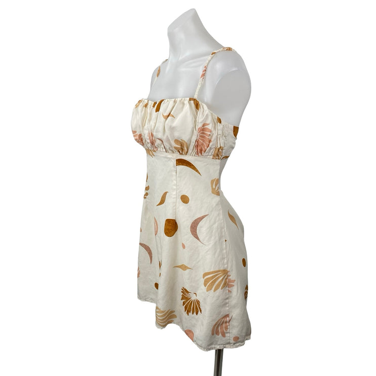 ASTR The Label Claramae Cream Sleeveless Cutout Cami Tank A Line Mini Dress S