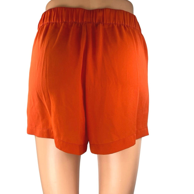 BCBGMaxazria Women's Orange Pleated Elastic Waist Casual Lounge Shorts Size S