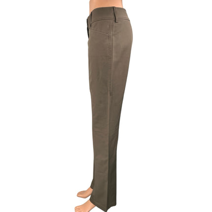 Express Women's Brown Tan Straight Leg Mid Rise Stretch Trousers Pants Size 3/4