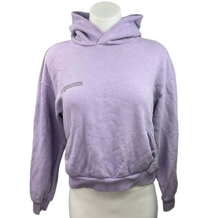 Pangaia Purple Organic Cotton Long Sleeve Crop Pullover Hoodie Sweatshirt Sz XXS