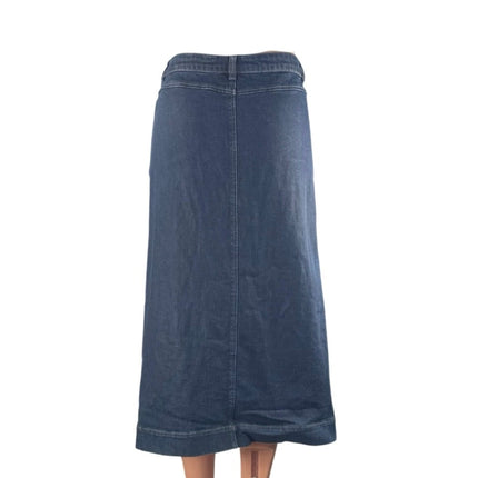 BluPervinca Blue High Waisted Front Slit Straight Midi Denim Jean Skirt Size S