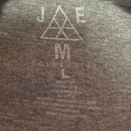 JME Collective Gray Knit Short Sleeve Crew Neck Graphic Tee T-Shirt Top Size L