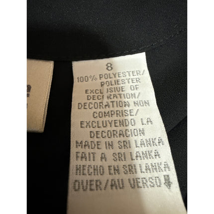Liz Claiborne Black Long Sleeve Ruffle Collar V Neck Blouse Bodysuit Top Size 8