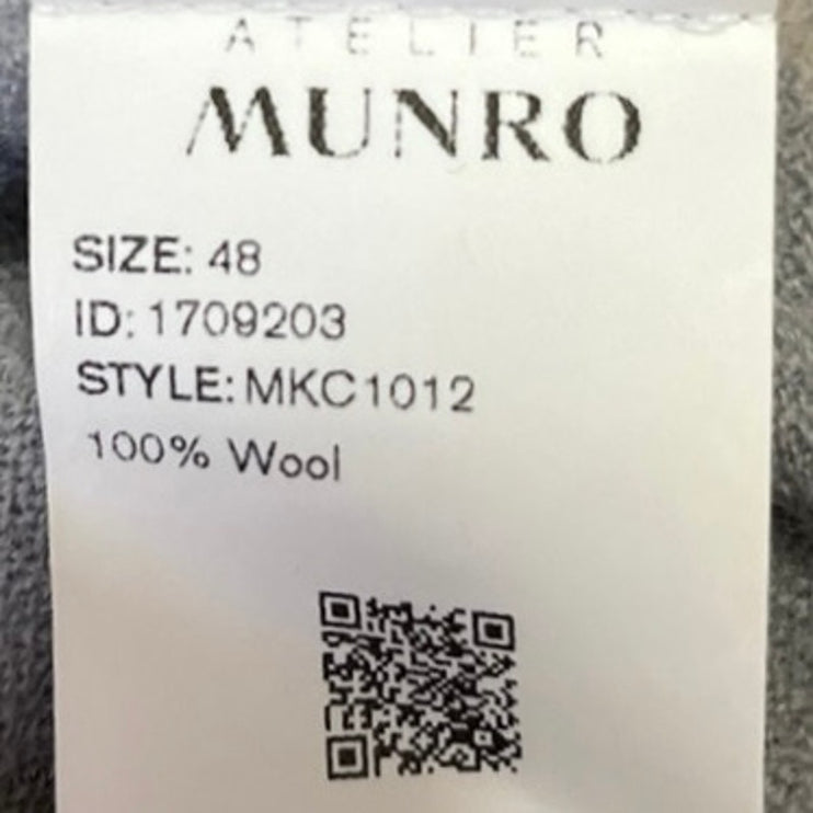 Atelier Munro Gray 100% Wool Short Sleeve Collar V-Neck Knit Polo Shirt Top Sz S