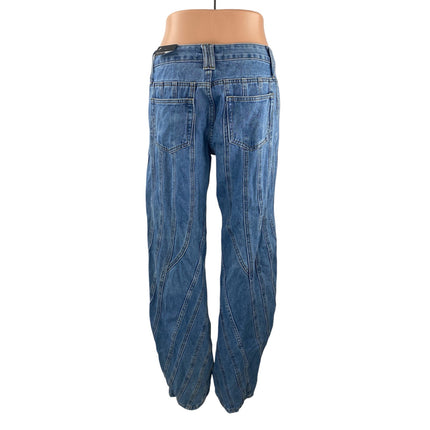 NEW Fashion Nova Women's Blue Seam Detail High Rise Straight Denim Jeans Pants 7