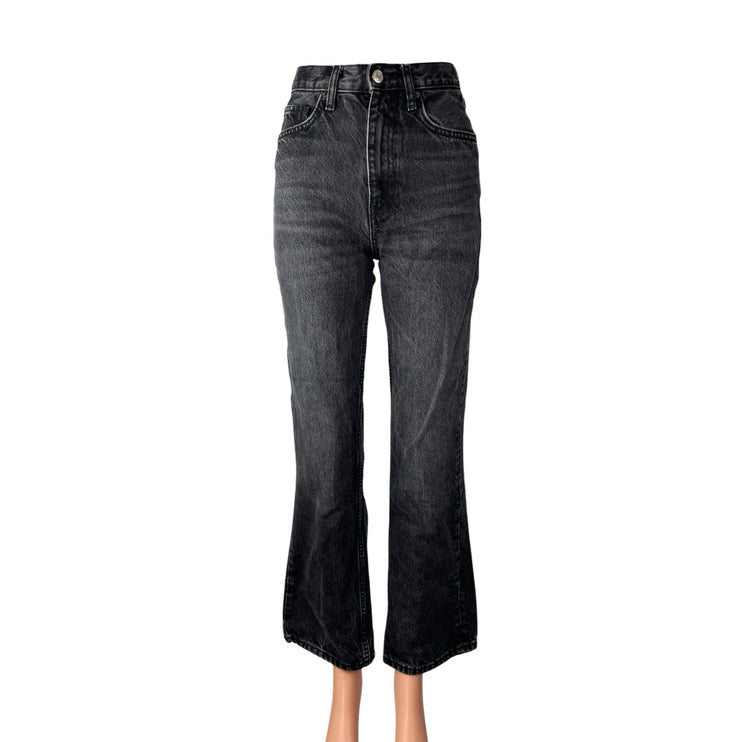 Zara Women's Black High Waisted Slim Fit Ankle Bootcut Flare Denim Jeans Pants 0