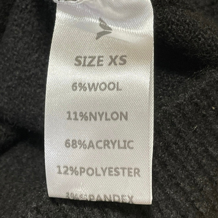 NEW RUVE Black High Waisted Ribbed Knit Fold Button Mini Pencil Skirt Size XS