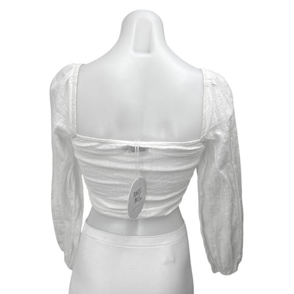 NEW Princess Polly Ashton White Long Sleeve Corset Bustier Blouse Crop Top Sz 2